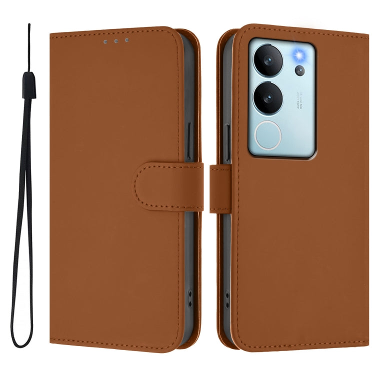 For vivo V29E 5G Global / Y200 5G Global Skin Feel Solid Color Leather Phone Case with Lanyard
