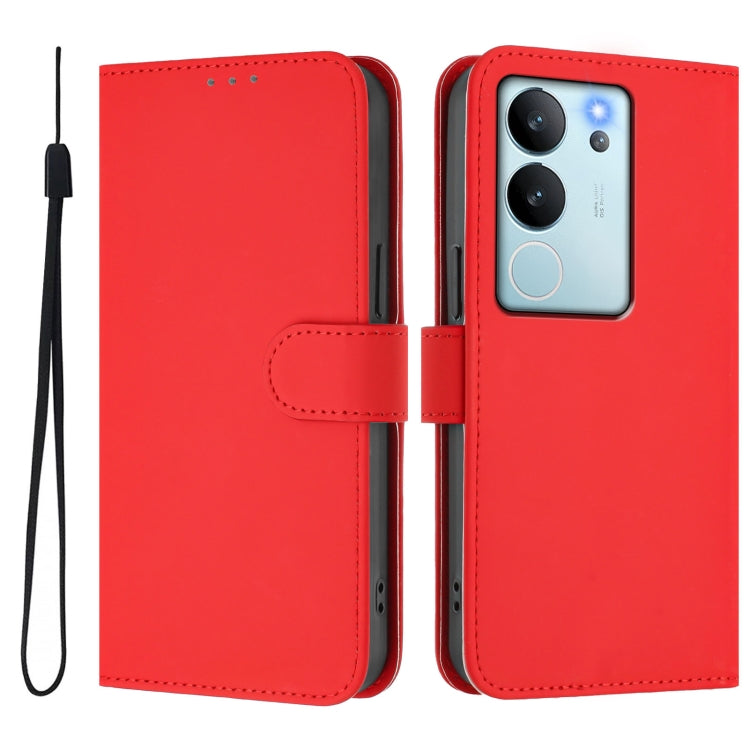 For vivo V29E 5G Global / Y200 5G Global Skin Feel Solid Color Leather Phone Case with Lanyard