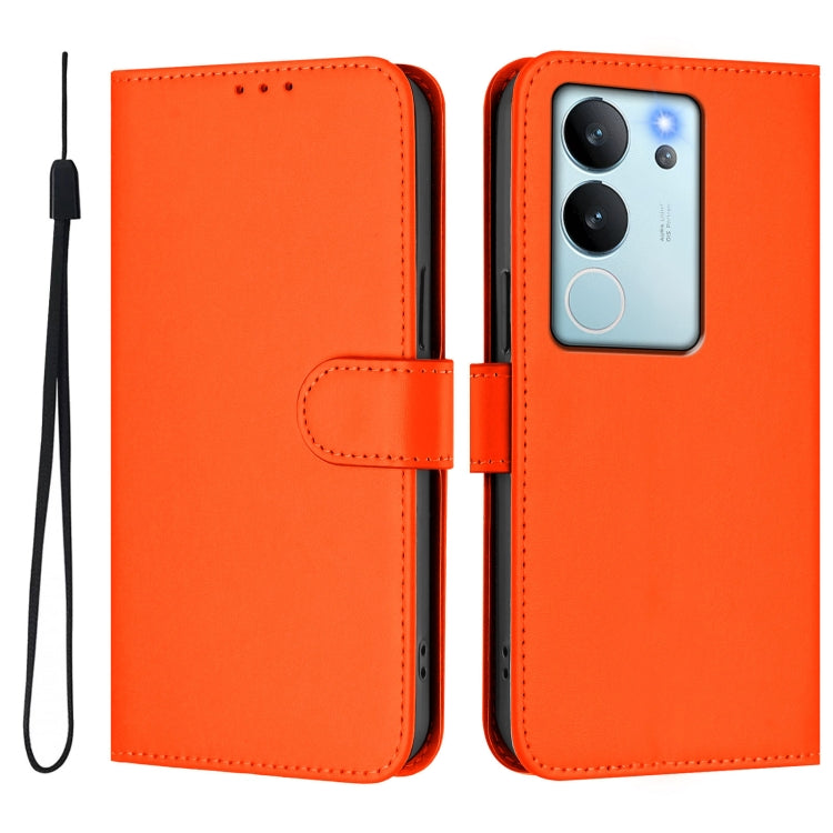 For vivo V29E 5G Global / Y200 5G Global Skin Feel Solid Color Leather Phone Case with Lanyard