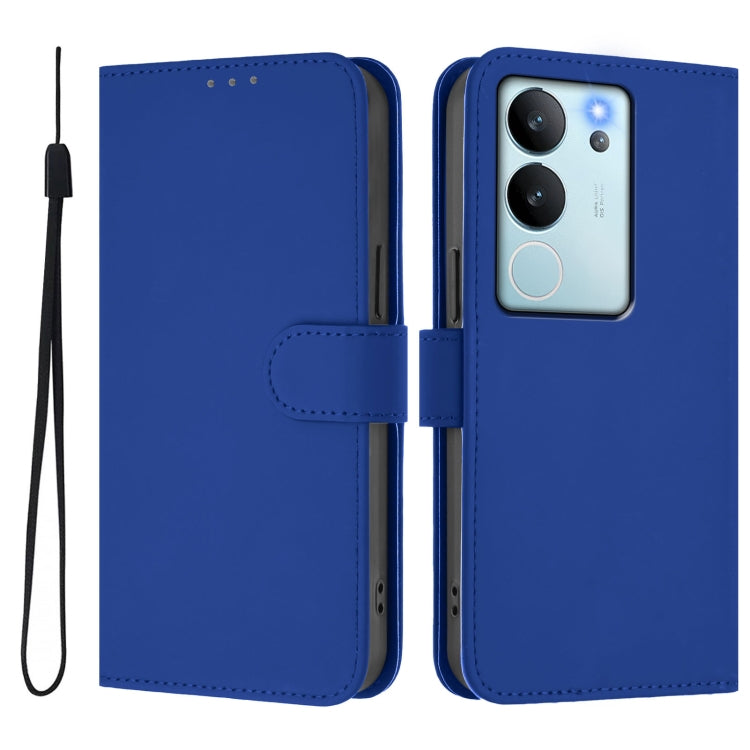 For vivo V29E 5G Global / Y200 5G Global Skin Feel Solid Color Leather Phone Case with Lanyard