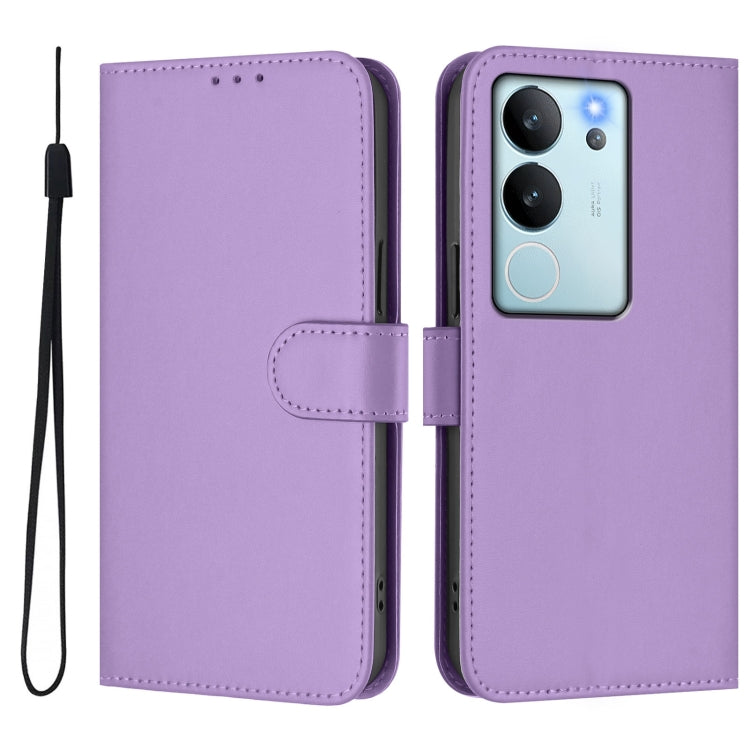 For vivo V29E 5G Global / Y200 5G Global Skin Feel Solid Color Leather Phone Case with Lanyard