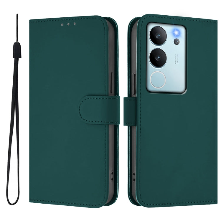 For vivo V29E 5G Global / Y200 5G Global Skin Feel Solid Color Leather Phone Case with Lanyard