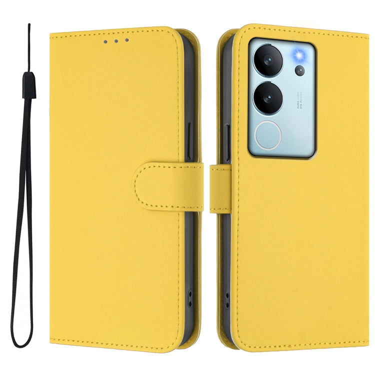 For vivo V29E 5G Global / Y200 5G Global Skin Feel Solid Color Leather Phone Case with Lanyard