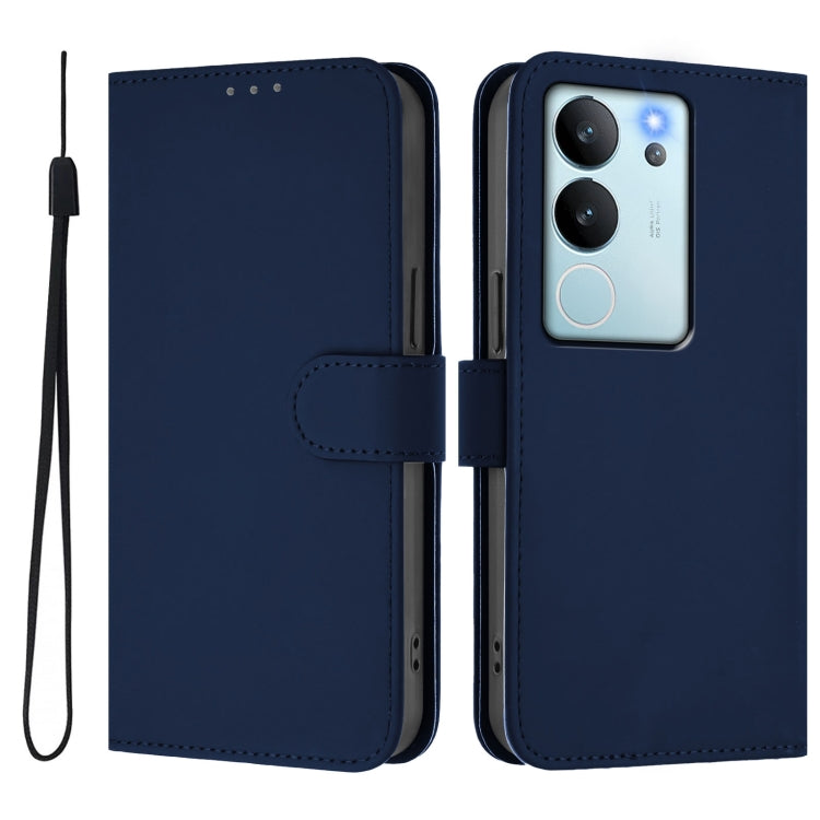 For vivo V29E 5G Global / Y200 5G Global Skin Feel Solid Color Leather Phone Case with Lanyard