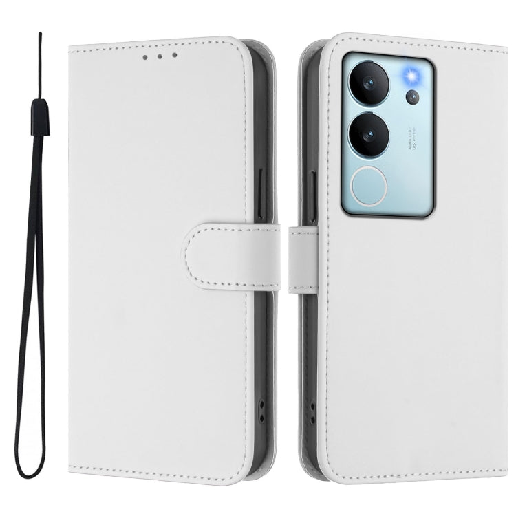 For vivo V29E 5G Global / Y200 5G Global Skin Feel Solid Color Leather Phone Case with Lanyard