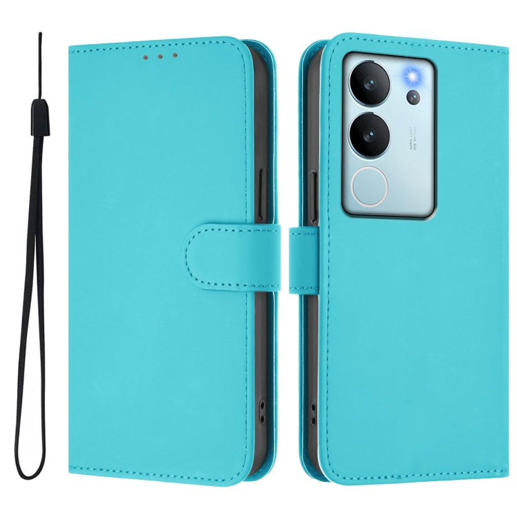 For vivo V29E 5G Global / Y200 5G Global Skin Feel Solid Color Leather Phone Case with Lanyard