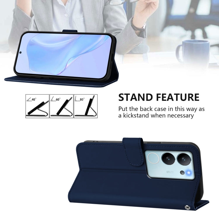 For vivo V30 Lite 5G Global Skin Feel Solid Color Leather Phone Case with Lanyard