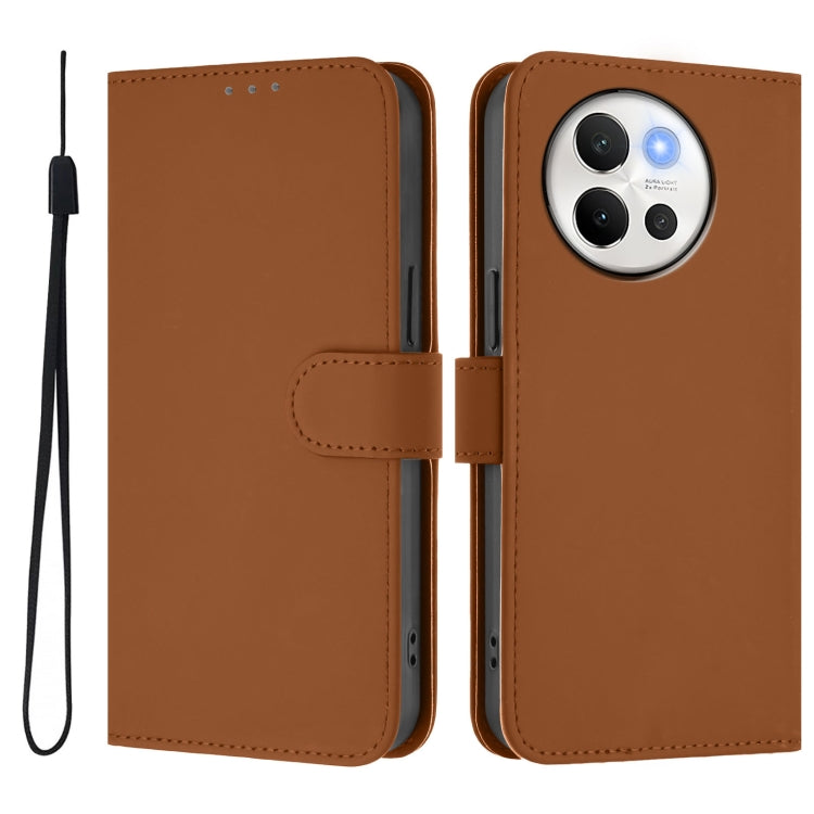 For vivo V40 Lite 5G / V30E 5G Global Skin Feel Solid Color Leather Phone Case with Lanyard