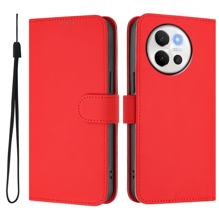 For vivo V40 Lite 5G / V30E 5G Global Skin Feel Solid Color Leather Phone Case with Lanyard