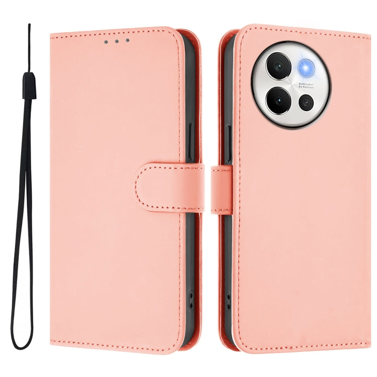 For vivo V40 Lite 5G / V30E 5G Global Skin Feel Solid Color Leather Phone Case with Lanyard