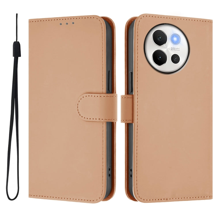 For vivo V40 Lite 5G / V30E 5G Global Skin Feel Solid Color Leather Phone Case with Lanyard