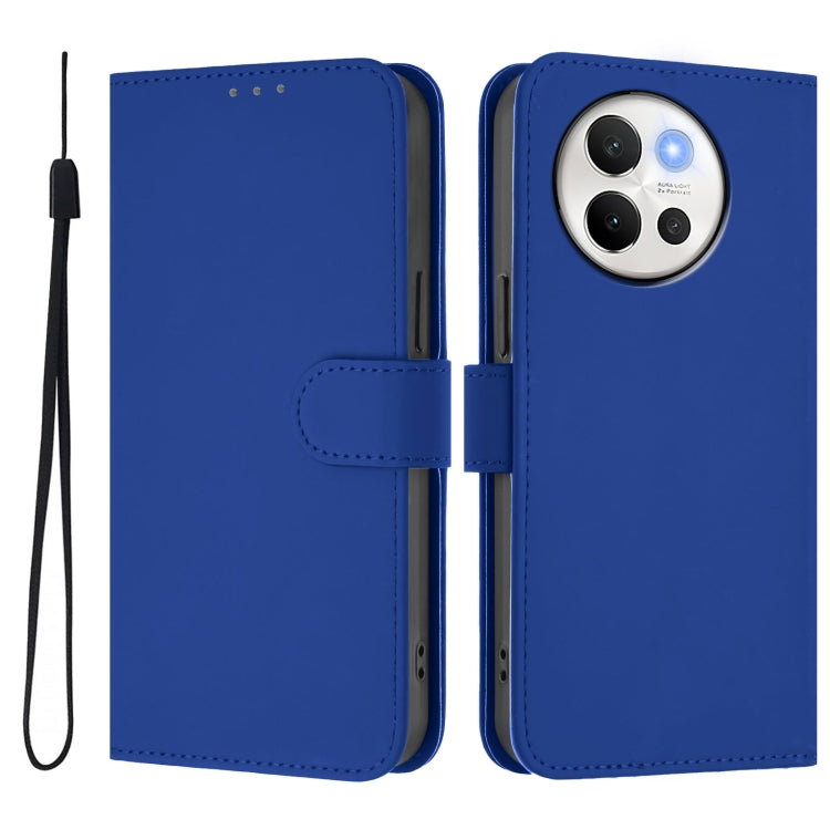 For vivo V40 Lite 5G / V30E 5G Global Skin Feel Solid Color Leather Phone Case with Lanyard