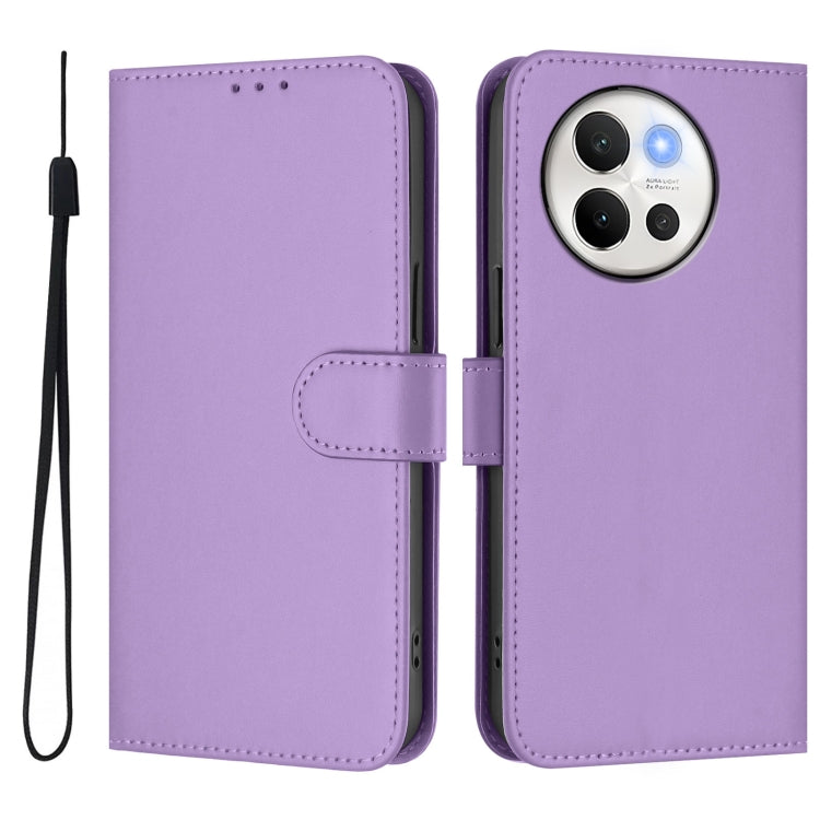 For vivo V40 Lite 5G / V30E 5G Global Skin Feel Solid Color Leather Phone Case with Lanyard