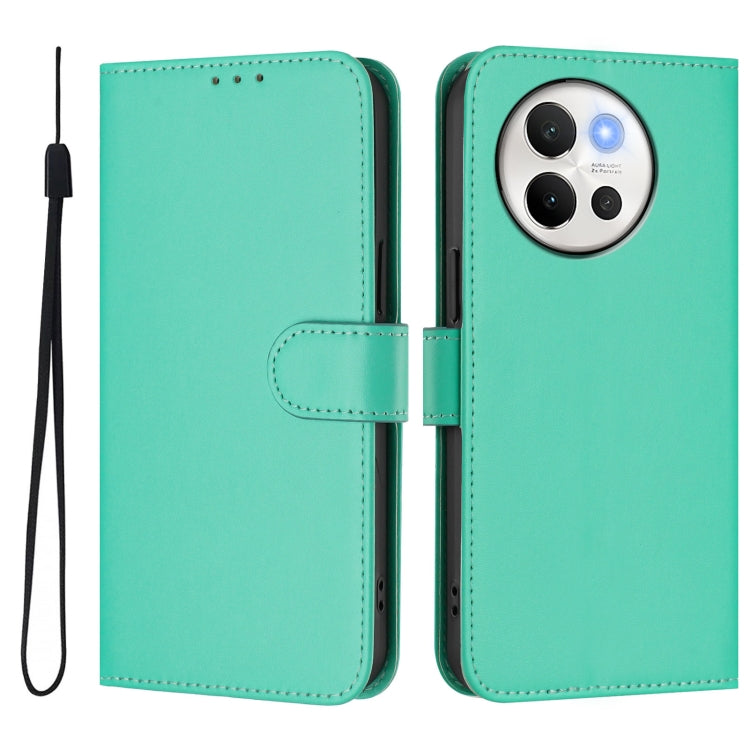 For vivo V40 Lite 5G / V30E 5G Global Skin Feel Solid Color Leather Phone Case with Lanyard