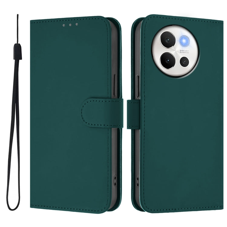 For vivo V40 Lite 5G / V30E 5G Global Skin Feel Solid Color Leather Phone Case with Lanyard