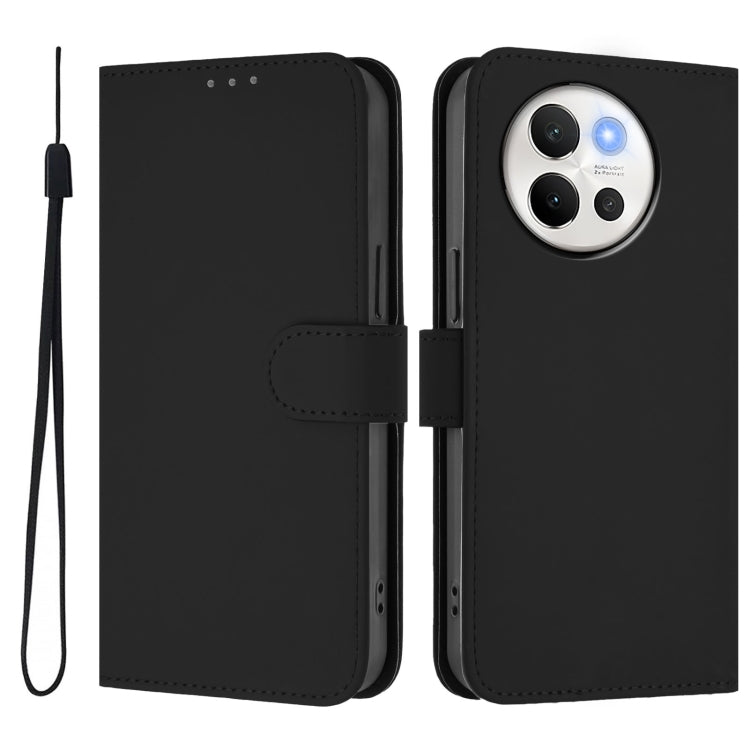 For vivo V40 Lite 5G / V30E 5G Global Skin Feel Solid Color Leather Phone Case with Lanyard