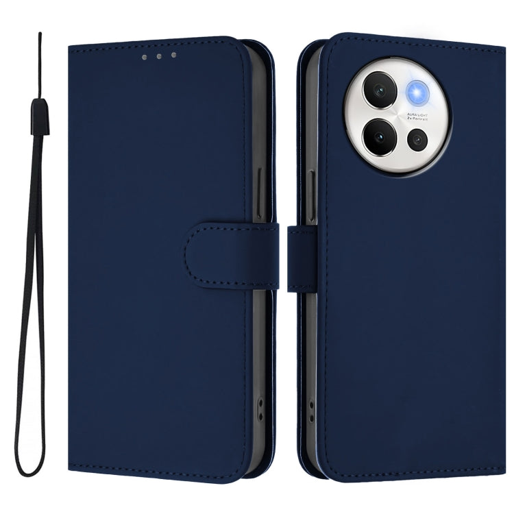 For vivo V40 Lite 5G / V30E 5G Global Skin Feel Solid Color Leather Phone Case with Lanyard