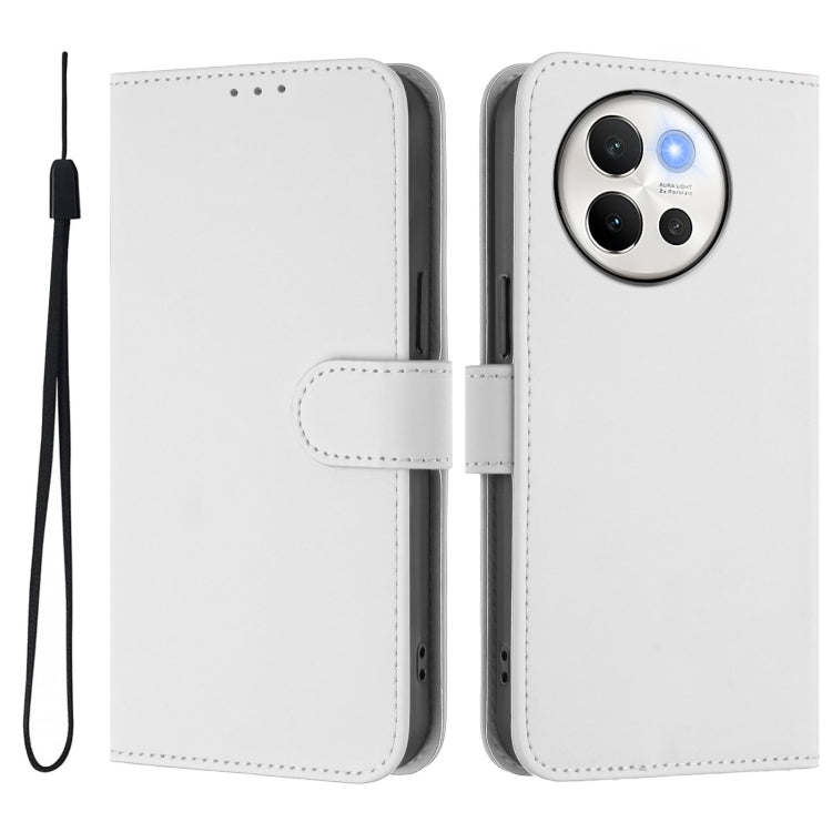 For vivo V40 Lite 5G / V30E 5G Global Skin Feel Solid Color Leather Phone Case with Lanyard