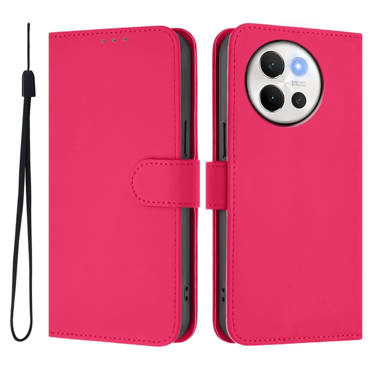 For vivo V40 Lite 5G / V30E 5G Global Skin Feel Solid Color Leather Phone Case with Lanyard