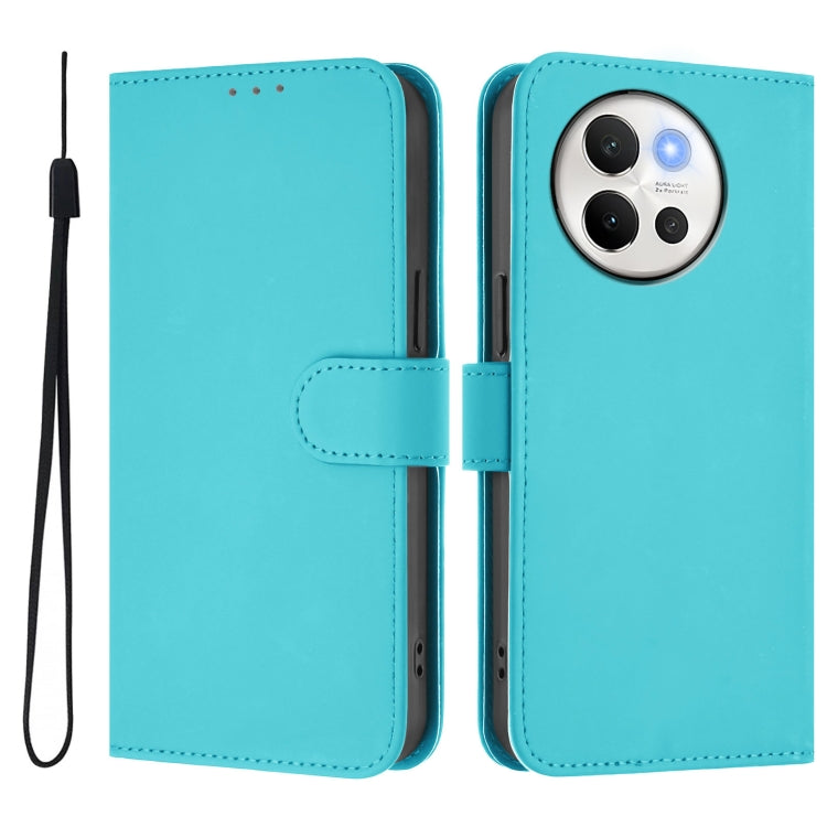 For vivo V40 Lite 5G / V30E 5G Global Skin Feel Solid Color Leather Phone Case with Lanyard