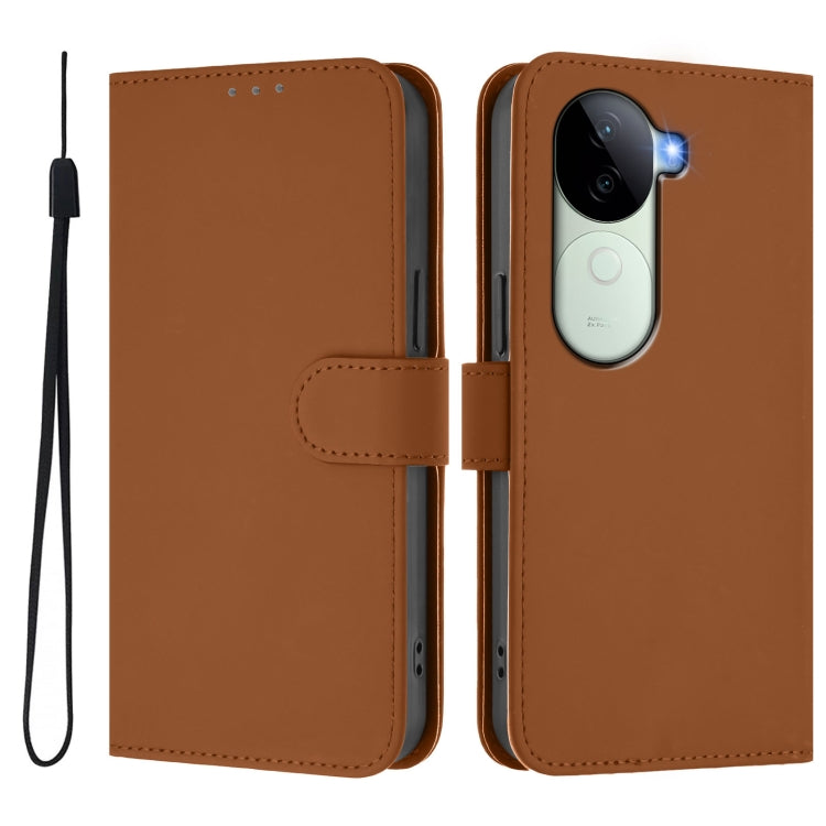 For vivo V40E 5G India / iQOO Z9s 5G Skin Feel Solid Color Leather Phone Case with Lanyard