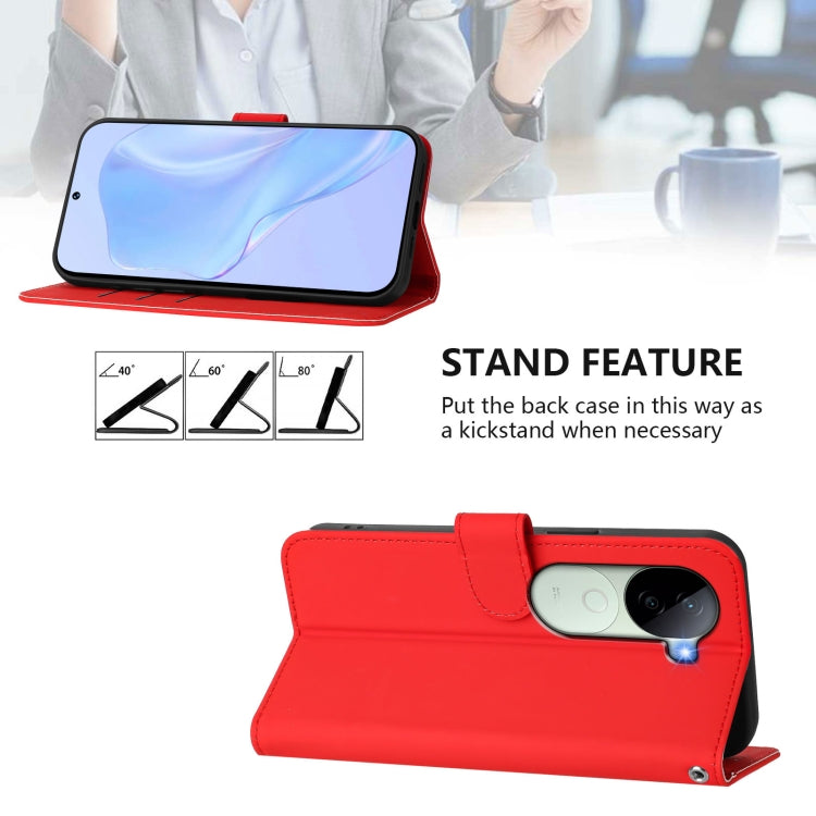 For vivo V40E 5G India / iQOO Z9s 5G Skin Feel Solid Color Leather Phone Case with Lanyard
