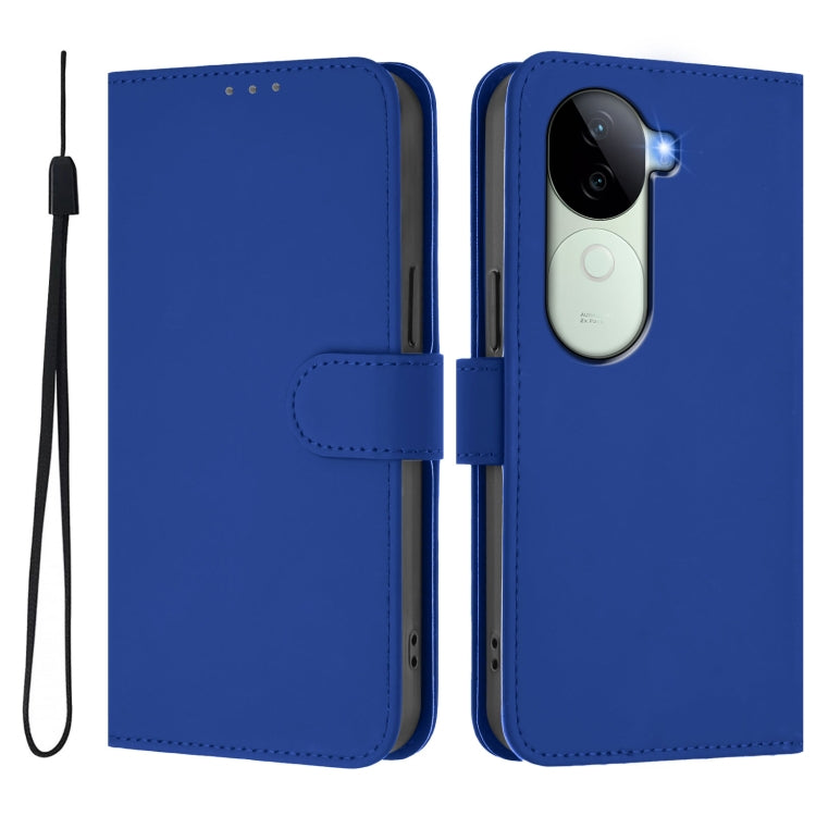 For vivo V40E 5G India / iQOO Z9s 5G Skin Feel Solid Color Leather Phone Case with Lanyard