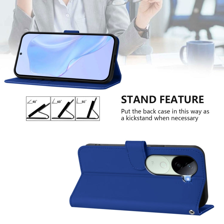 For vivo V40E 5G India / iQOO Z9s 5G Skin Feel Solid Color Leather Phone Case with Lanyard