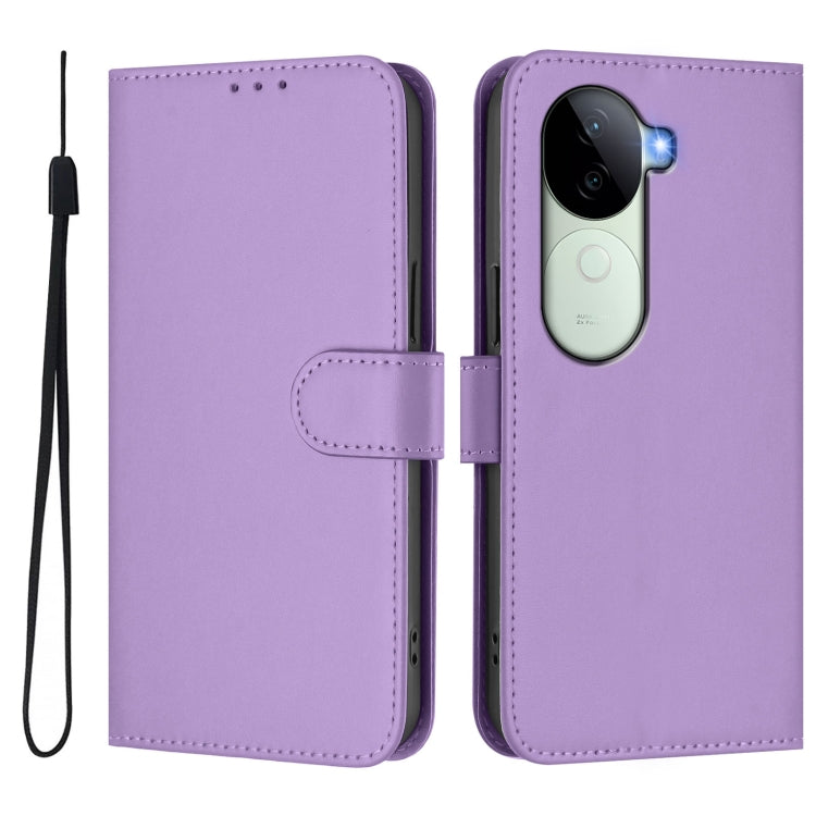 For vivo V40E 5G India / iQOO Z9s 5G Skin Feel Solid Color Leather Phone Case with Lanyard