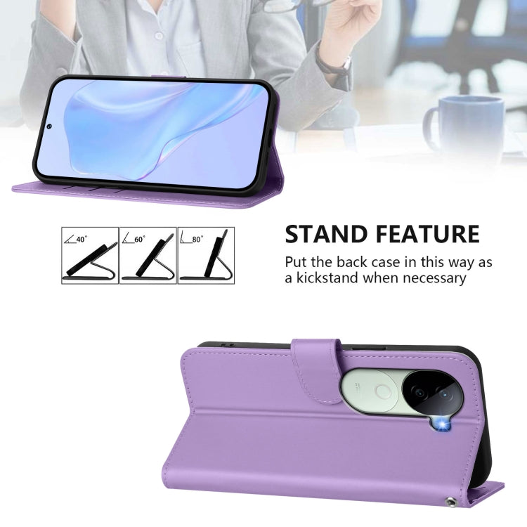 For vivo V40E 5G India / iQOO Z9s 5G Skin Feel Solid Color Leather Phone Case with Lanyard
