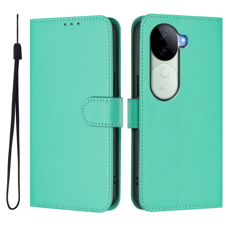 For vivo V40E 5G India / iQOO Z9s 5G Skin Feel Solid Color Leather Phone Case with Lanyard