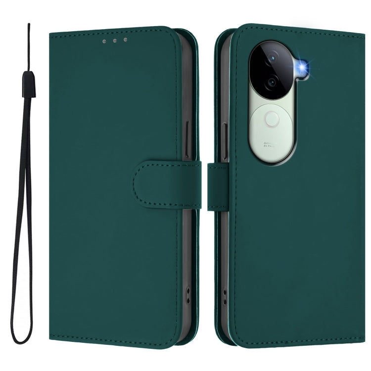 For vivo V40E 5G India / iQOO Z9s 5G Skin Feel Solid Color Leather Phone Case with Lanyard