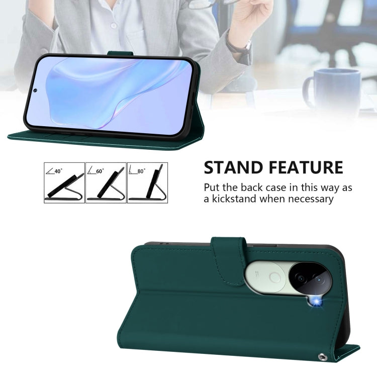 For vivo V40E 5G India / iQOO Z9s 5G Skin Feel Solid Color Leather Phone Case with Lanyard