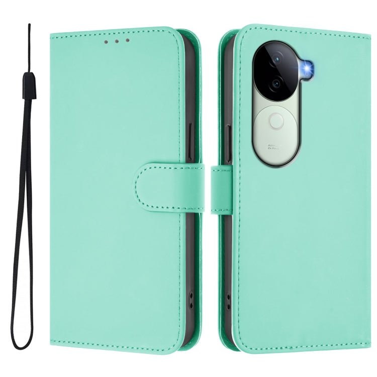 For vivo V40E 5G India / iQOO Z9s 5G Skin Feel Solid Color Leather Phone Case with Lanyard