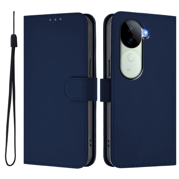 For vivo V40E 5G India / iQOO Z9s 5G Skin Feel Solid Color Leather Phone Case with Lanyard
