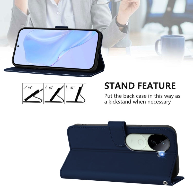 For vivo V40E 5G India / iQOO Z9s 5G Skin Feel Solid Color Leather Phone Case with Lanyard