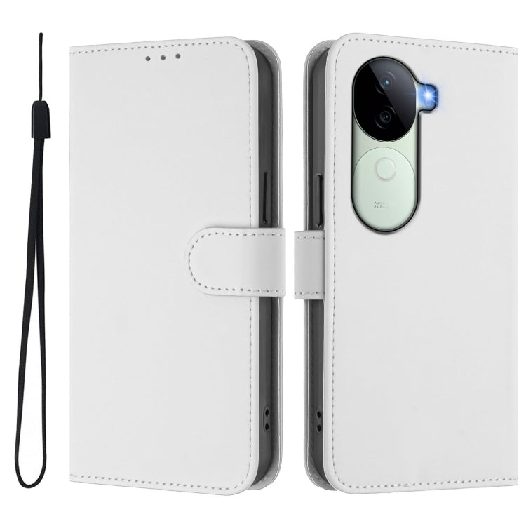 For vivo V40E 5G India / iQOO Z9s 5G Skin Feel Solid Color Leather Phone Case with Lanyard