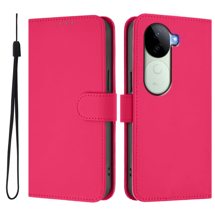 For vivo V40E 5G India / iQOO Z9s 5G Skin Feel Solid Color Leather Phone Case with Lanyard