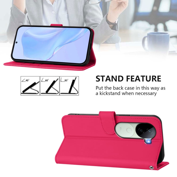 For vivo V40E 5G India / iQOO Z9s 5G Skin Feel Solid Color Leather Phone Case with Lanyard