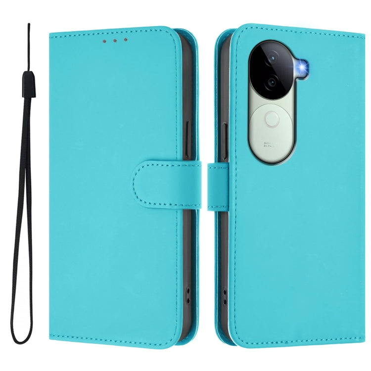 For vivo V40E 5G India / iQOO Z9s 5G Skin Feel Solid Color Leather Phone Case with Lanyard