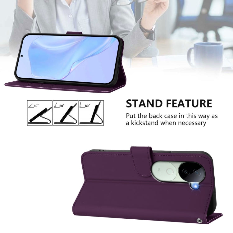 For vivo V40E 5G India / iQOO Z9s 5G Skin Feel Solid Color Leather Phone Case with Lanyard