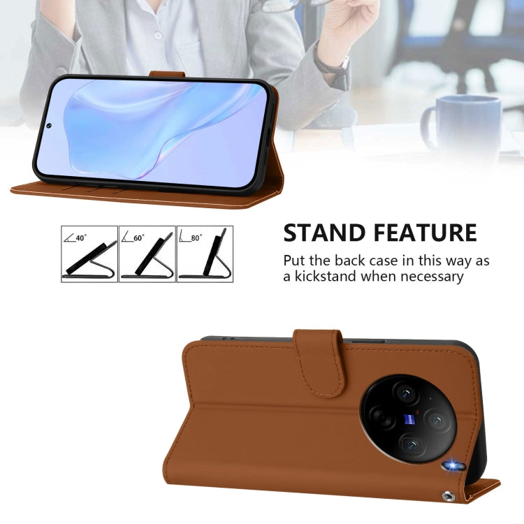 For vivo X100S 5G Skin Feel Solid Color Leather Phone Case with Lanyard