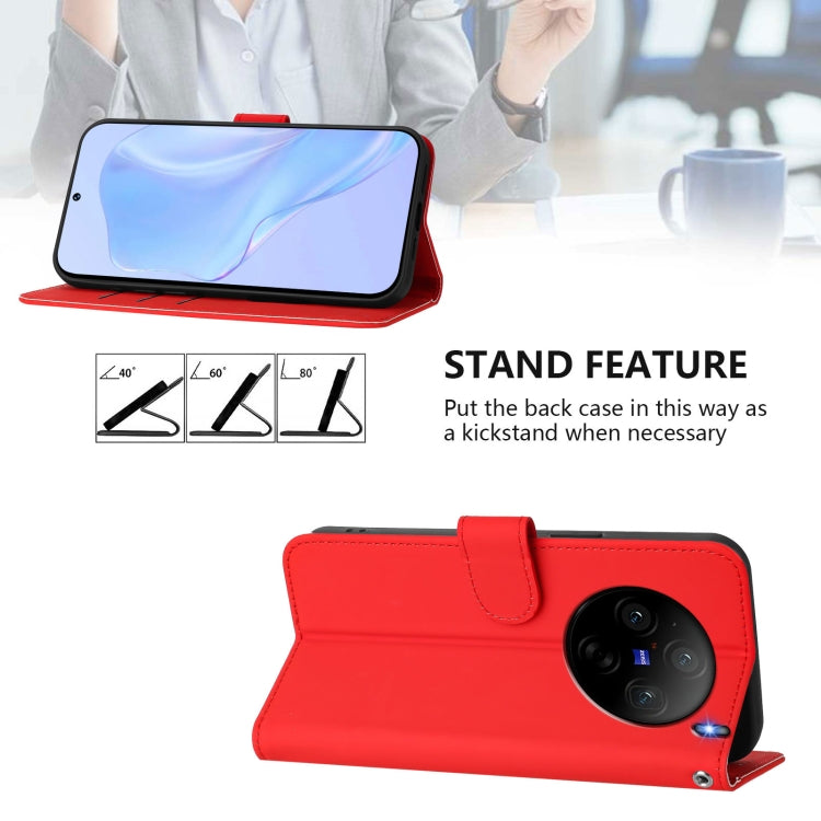 For vivo X100S 5G Skin Feel Solid Color Leather Phone Case with Lanyard