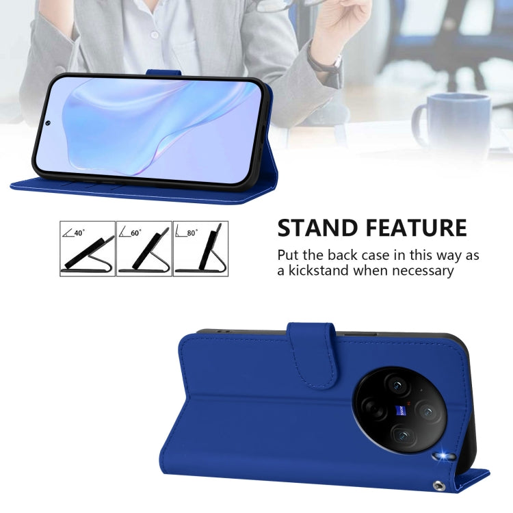 For vivo X100S 5G Skin Feel Solid Color Leather Phone Case with Lanyard
