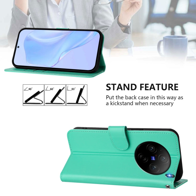 For vivo X100S 5G Skin Feel Solid Color Leather Phone Case with Lanyard