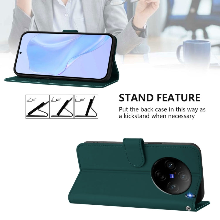For vivo X100S 5G Skin Feel Solid Color Leather Phone Case with Lanyard