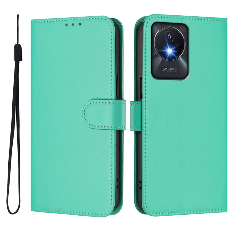 For vivo Y02A 4G / Y02 4G / Y11 2023 Skin Feel Solid Color Leather Phone Case with Lanyard
