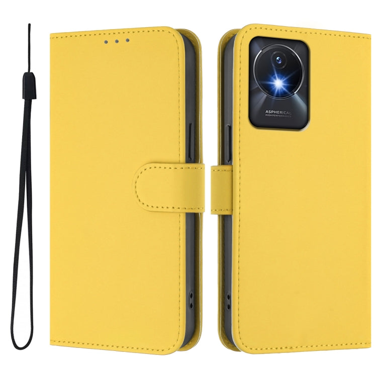 For vivo Y02A 4G / Y02 4G / Y11 2023 Skin Feel Solid Color Leather Phone Case with Lanyard