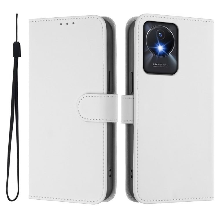 For vivo Y02A 4G / Y02 4G / Y11 2023 Skin Feel Solid Color Leather Phone Case with Lanyard