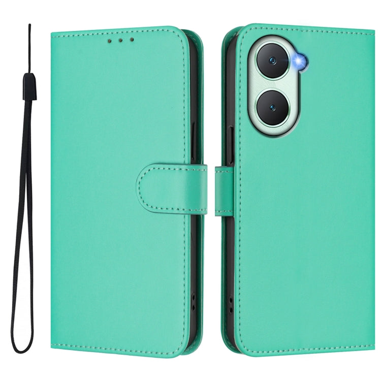 For vivo Y03 4G Global / Y18 4G Skin Feel Solid Color Leather Phone Case with Lanyard